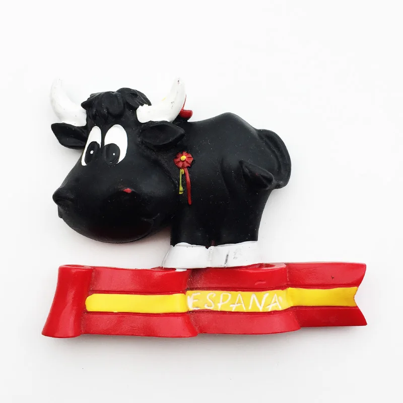 Cute Spanish flag cow Creative resin refrigerator magnet Gift Home Decor Crafts Travel souvenirs