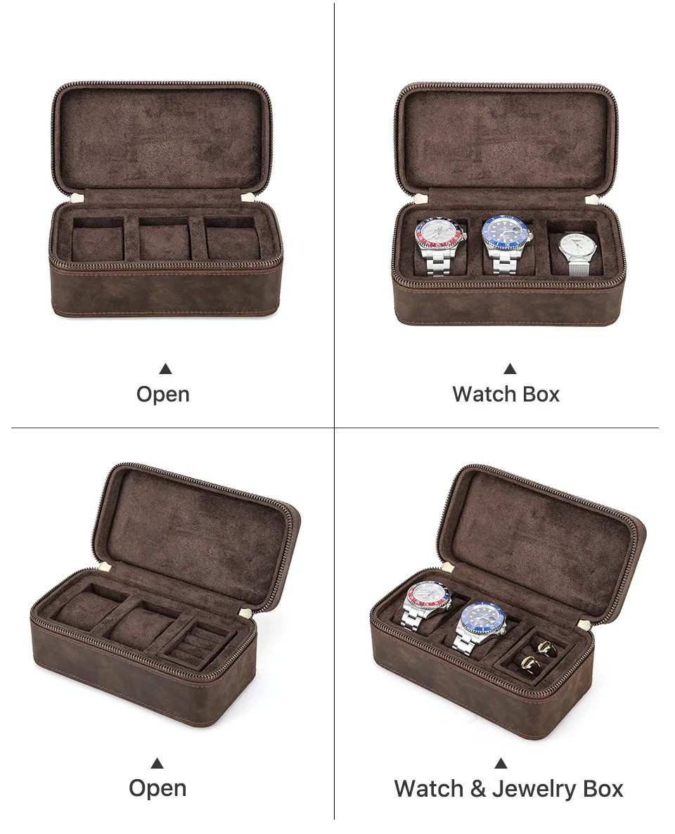 Three Pack Leather Watch Box Wat Ch Jewelry Storage Box Travel Portable Jewelry Gift Box Wat ch Boxes Watch Display Stand