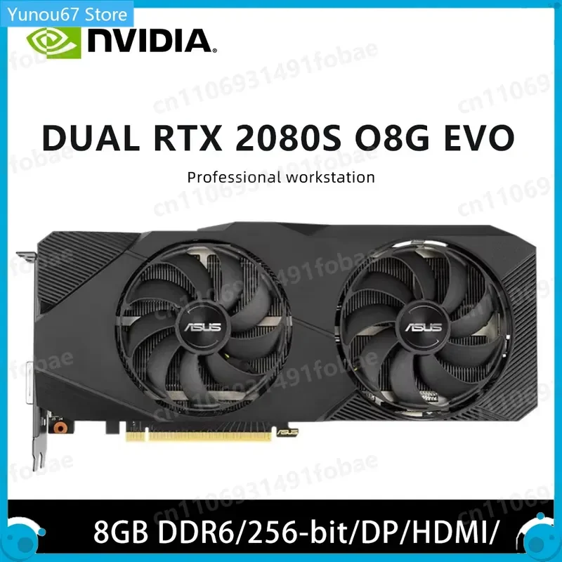 For ASUS NVIDIA DUAL-RTX2080S-O8G-EVO RTX 2080 Super 8GB GDDR6 256bit PCI-E 3.0 Graphics Card with HDMI DP Double Fan
