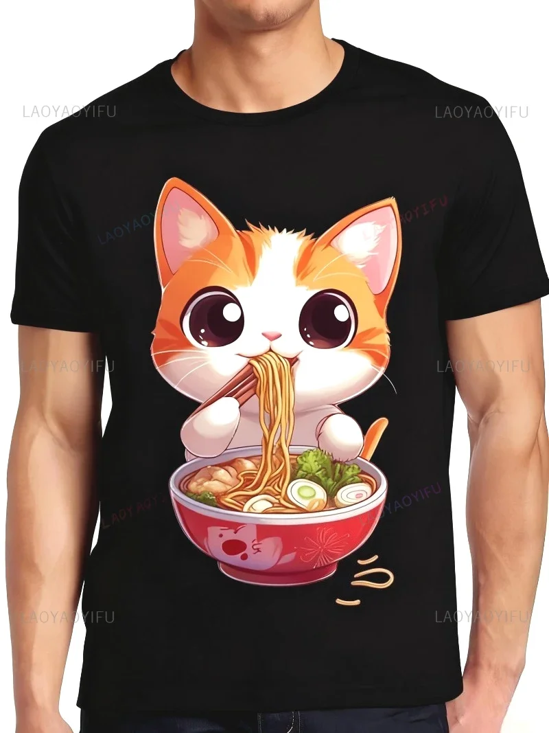

Ramen Cat T Shirt Anime Kawaii Neko shirt Cute Japanese Noodle Cool Gift Tees Funny Ramen Cat Streetwear Unisex shirt