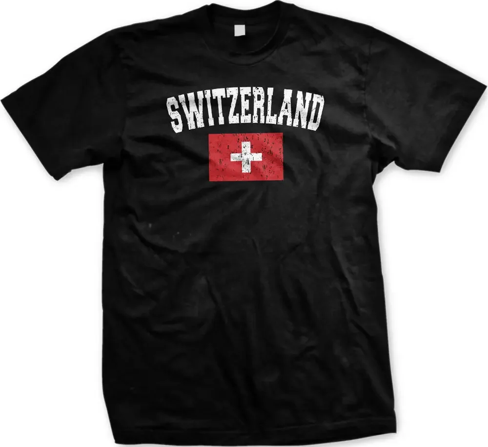Switzerland Country Flag Swiss Suisse Pride Football Adult T-Shirt. Summer Cotton Short Sleeve O-Neck Men's T Shirt New S-3XL