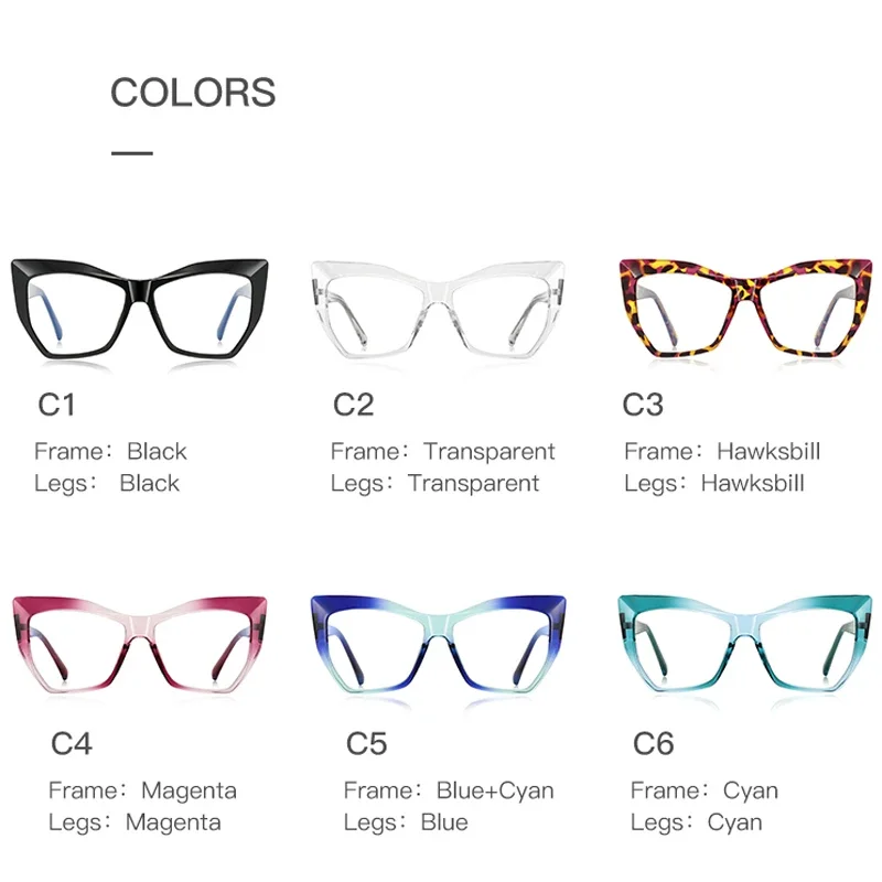 

Очки KIZN для коррекции близорукости, градиентные, на заказ, в форме кошачьего глаза, женские, с защитой от синего света, с диоптриями от -0.50 до -10, модная оправа