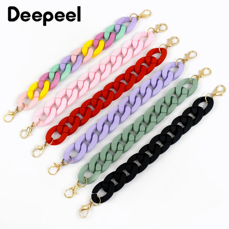 1Pc Deepeel 2x23cm New Candy Color Acrylic Handbag Chain Phone Purse Key Plastic Chains DIY Pendant Hardware Accessories