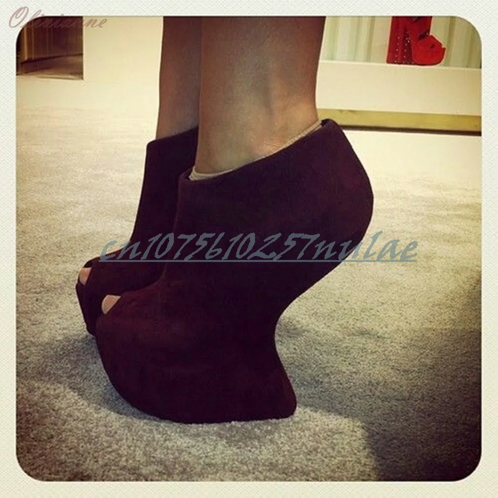 

Sexy Purple Suede Peep Toe Pumps Strange Style High Heel Runway Dance Party Platform Hot Girls 2025 New Women Shoes Para Mujere