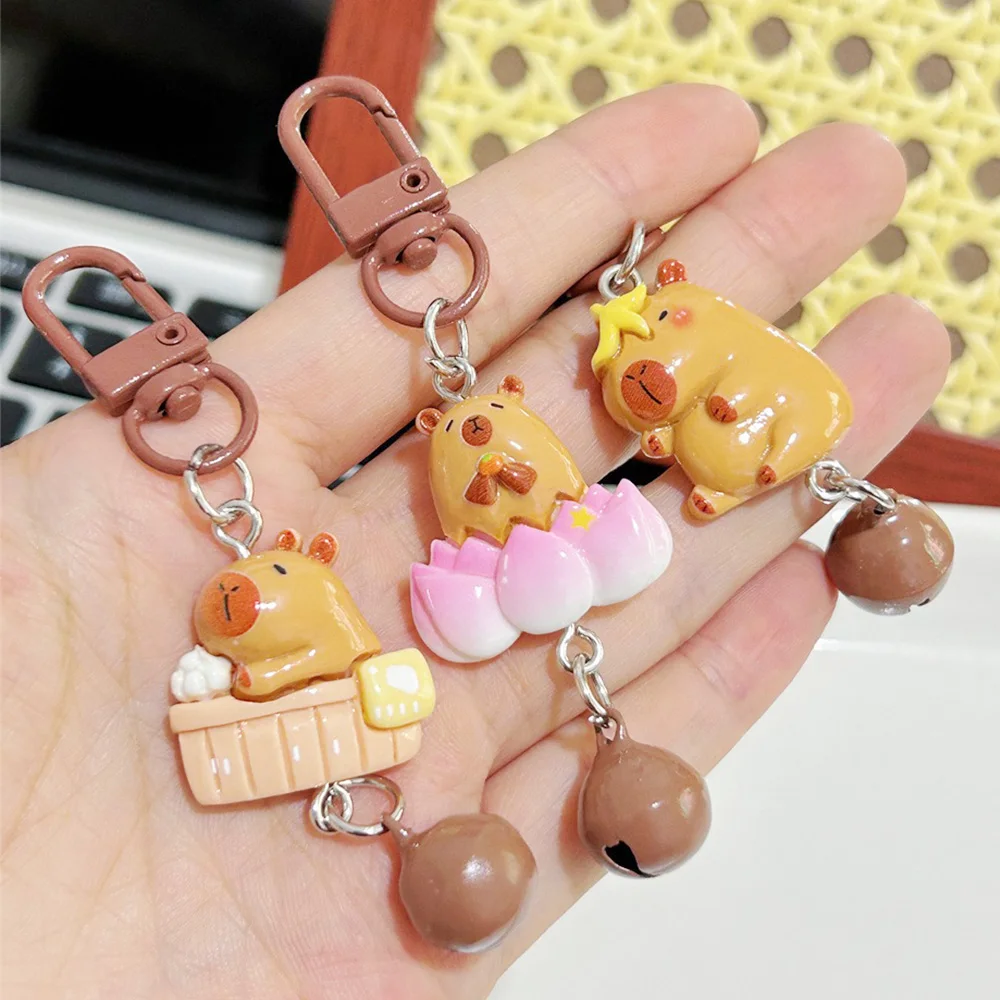 Creative Resin Capybara Pendant Cartoon Hanging Ornament Capybara Keychain Car Keyring