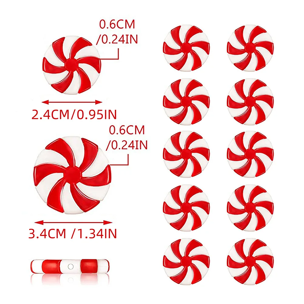 30 قطعة حلي حلوى عيد الميلاد، حلوى قصب مصاصة دوامة معلقة قلادة النعناع زينة حلوة لشجرة عيد الميلاد ذاتية الصنع #6