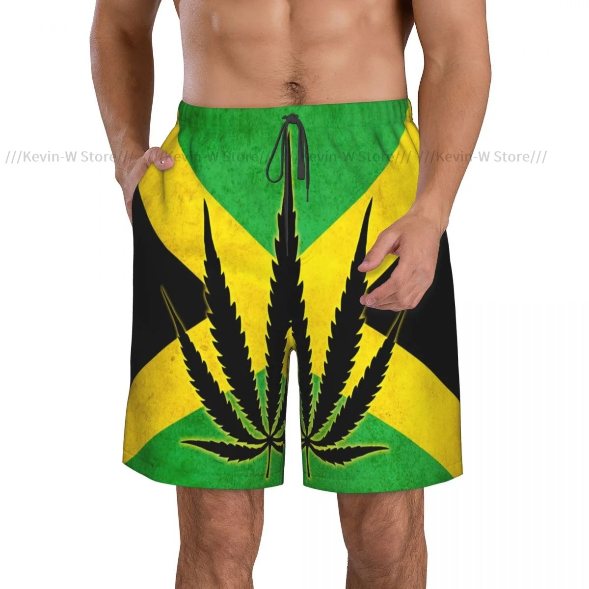 Quick Dry Summer Mens Swimwear Beach Board Short Briefs For Man Jamaica Flag Swimming Trunk Beachwear