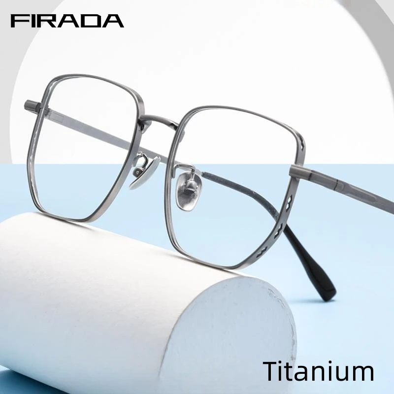 

FIRADA Fashion Comfortable Eyeglasses 2023 Luxury Vintage Titanium Square Eyewear Prescription Glasses Frame For Men Women K5088