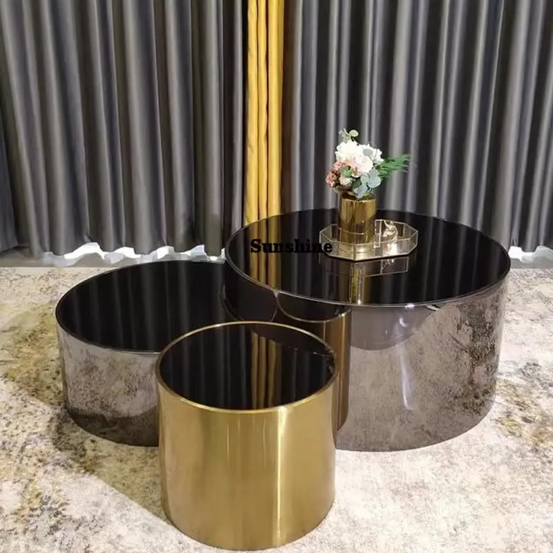 

Arrival Luxury Convertible 3-in-1 Coffee Table with Round Stainless Steel Base and Glass Top for Home & Hotel Use