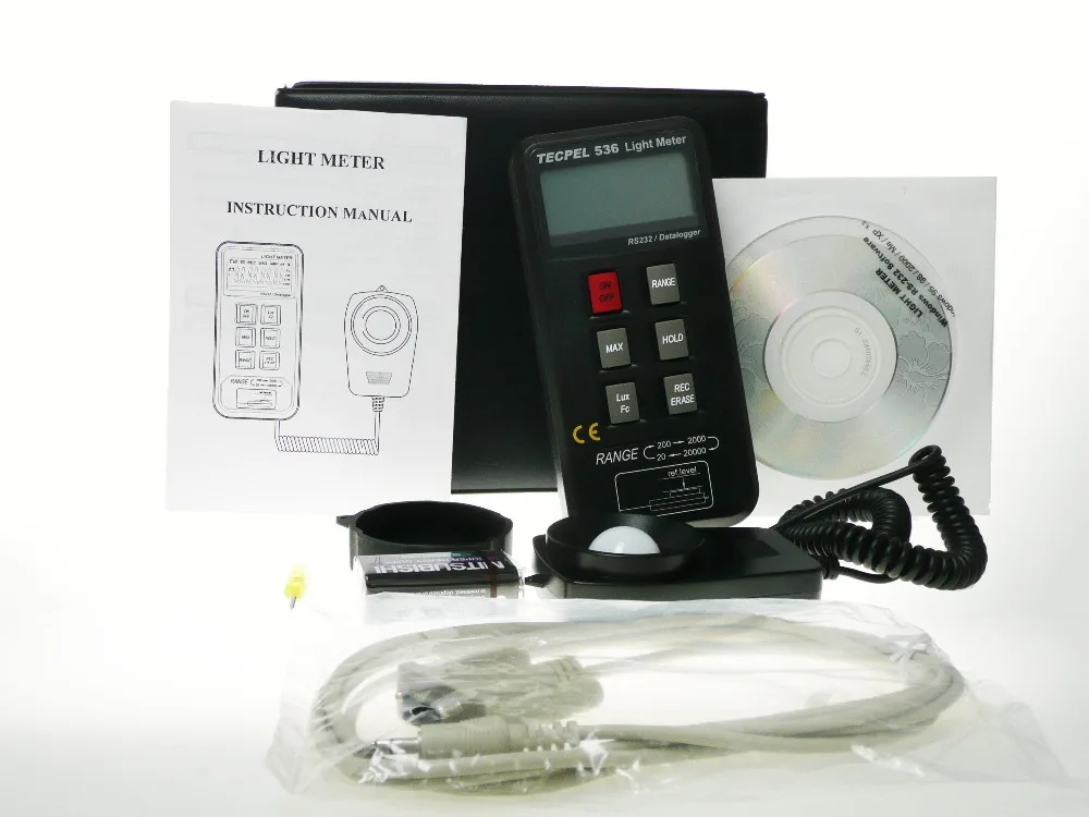 Good Quality TECPEL DLM-536 Handheld Digital Light Meter Luxmeter Data Logger Foot-candles