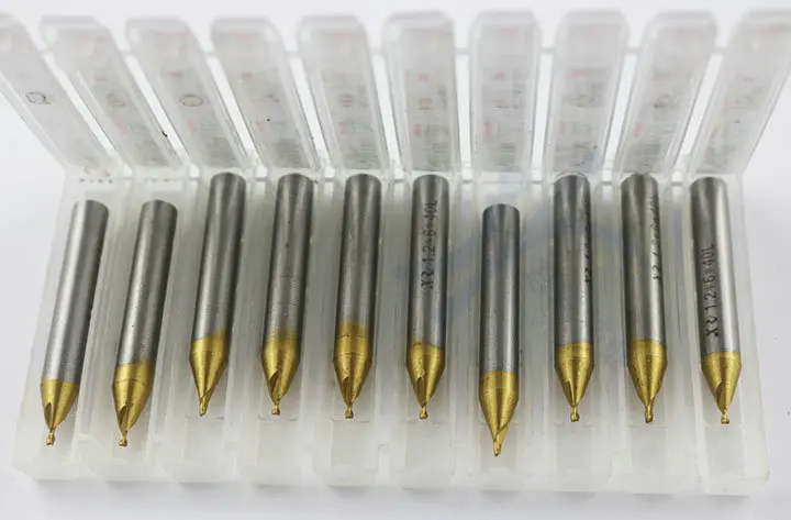 New titanium coating endmill with 1.2 mm 2 teeth coated titanium hardened milling cutter 1.2 mm 2 blade twist drill