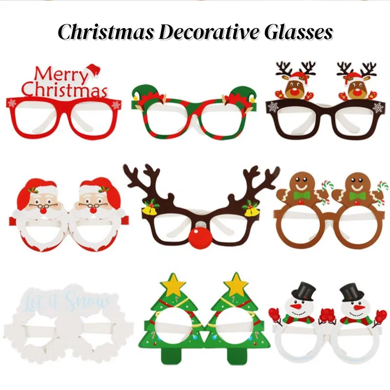 

9PCS/Set 3D Paper Decorative Glasses for Christmas Snowman Children's Party Photography Decoration Props Unisex Eyeglasses