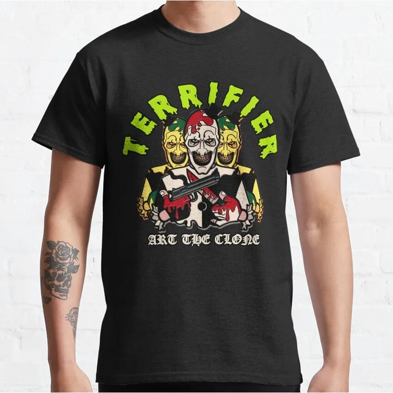 Retro Horror Movie Terrifier Art The Clown Killer Scary Halloween Gift T Shirt Short Sleeve Graphic clothes All size tops S-6XL