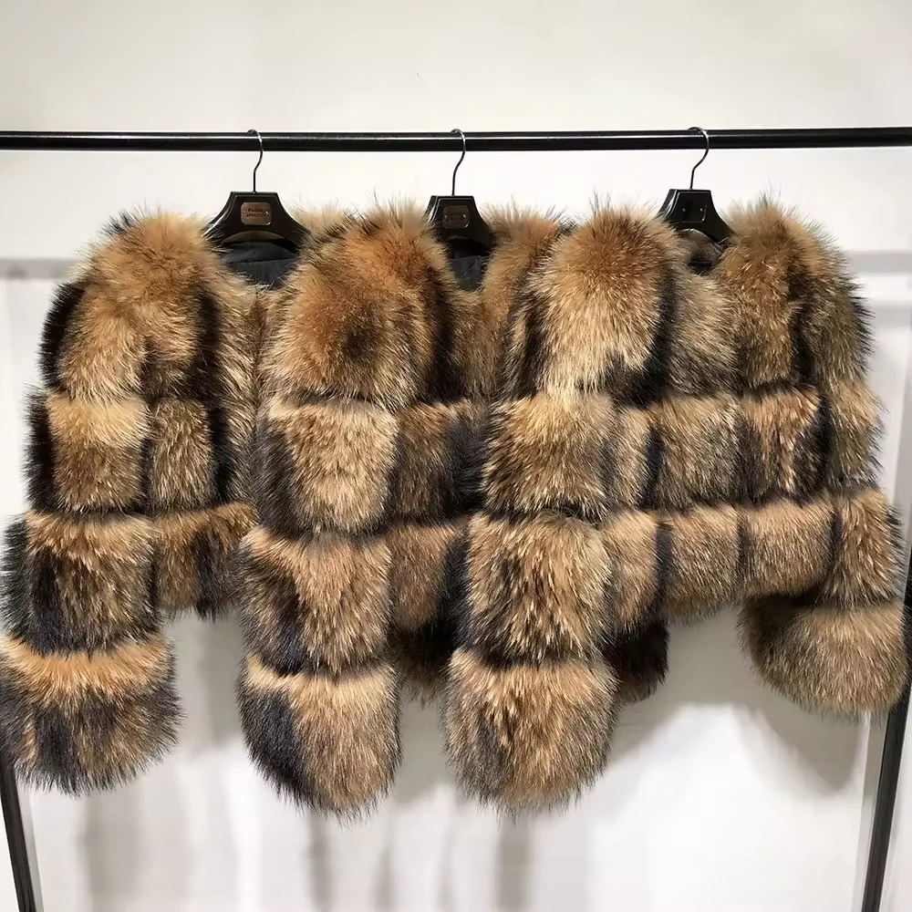 QUEENTINA Reale Cappotto di Pelliccia di Procione Inverno Nuovo Outwears Giacca di Moda da Donna Abbigliamento di Alta Qualità Procione Naturale 2025