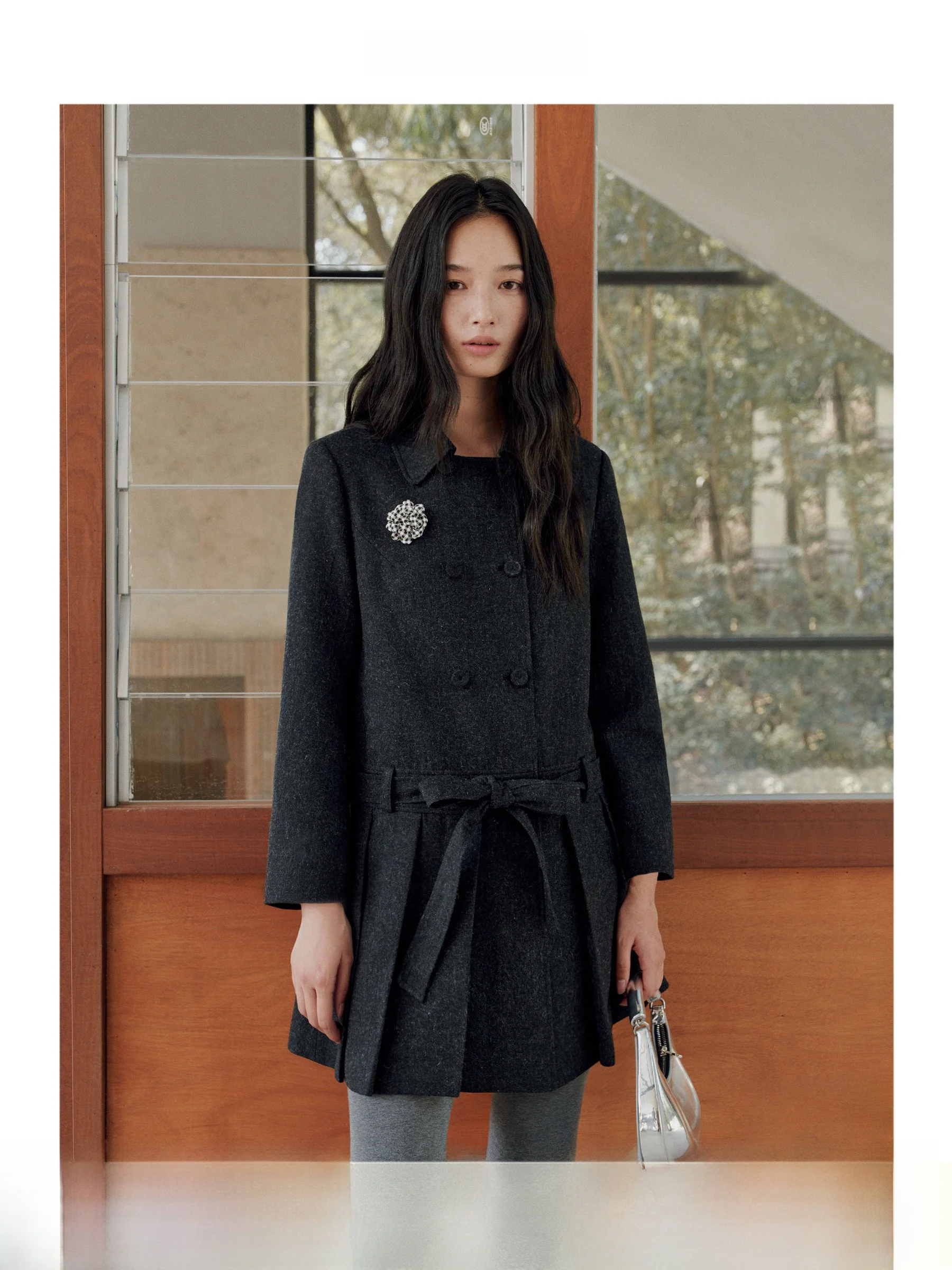 

Женское пальто Ele из шерстяной смеси с плиссированной юбкой до колена, на одной пуговице, для офиса и повседневной носки