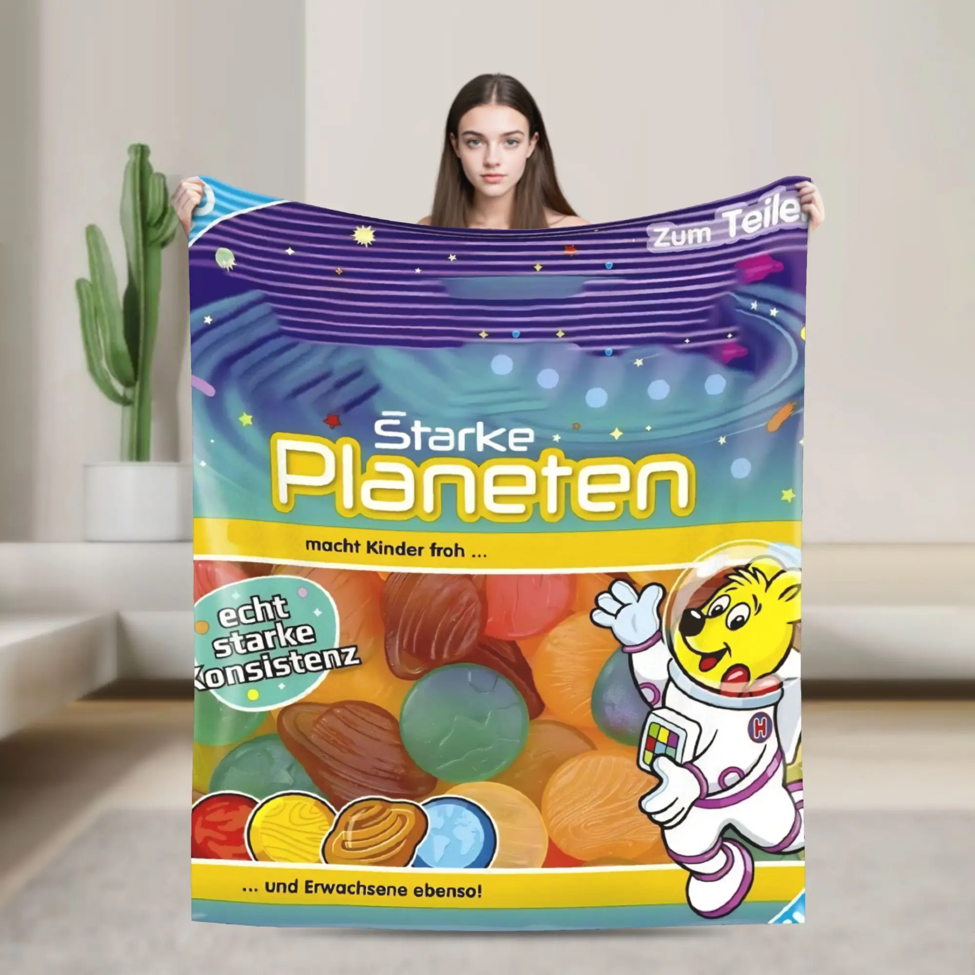 Haribo Candy Flanelldecke, weiche, langlebige Überwurfdecke für Couch, Bett, Reisen, Büro, Muster, Tagesdecke, Sofa, Bettbezug