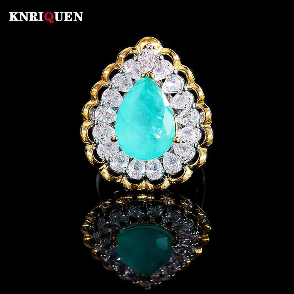 2022 New 10*14MM Ruby Emerald Paraiba Tourmaline Rings Lab Diamond Wedding Bands Gemstone Party Fine Jewelry Anniversary Gifts