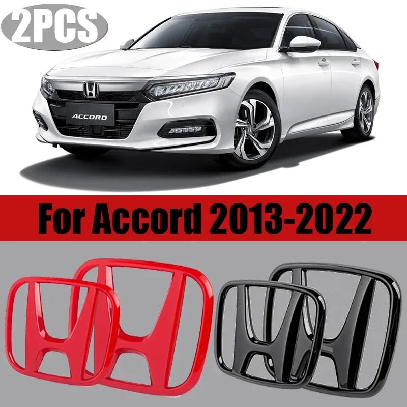 

For Honda Accord 2014-2022 8th 9th 9.5th 10th Generation 2PCS 3D Emblems Car Grille Logo Rear Trunk Cover Sticker Accessories
