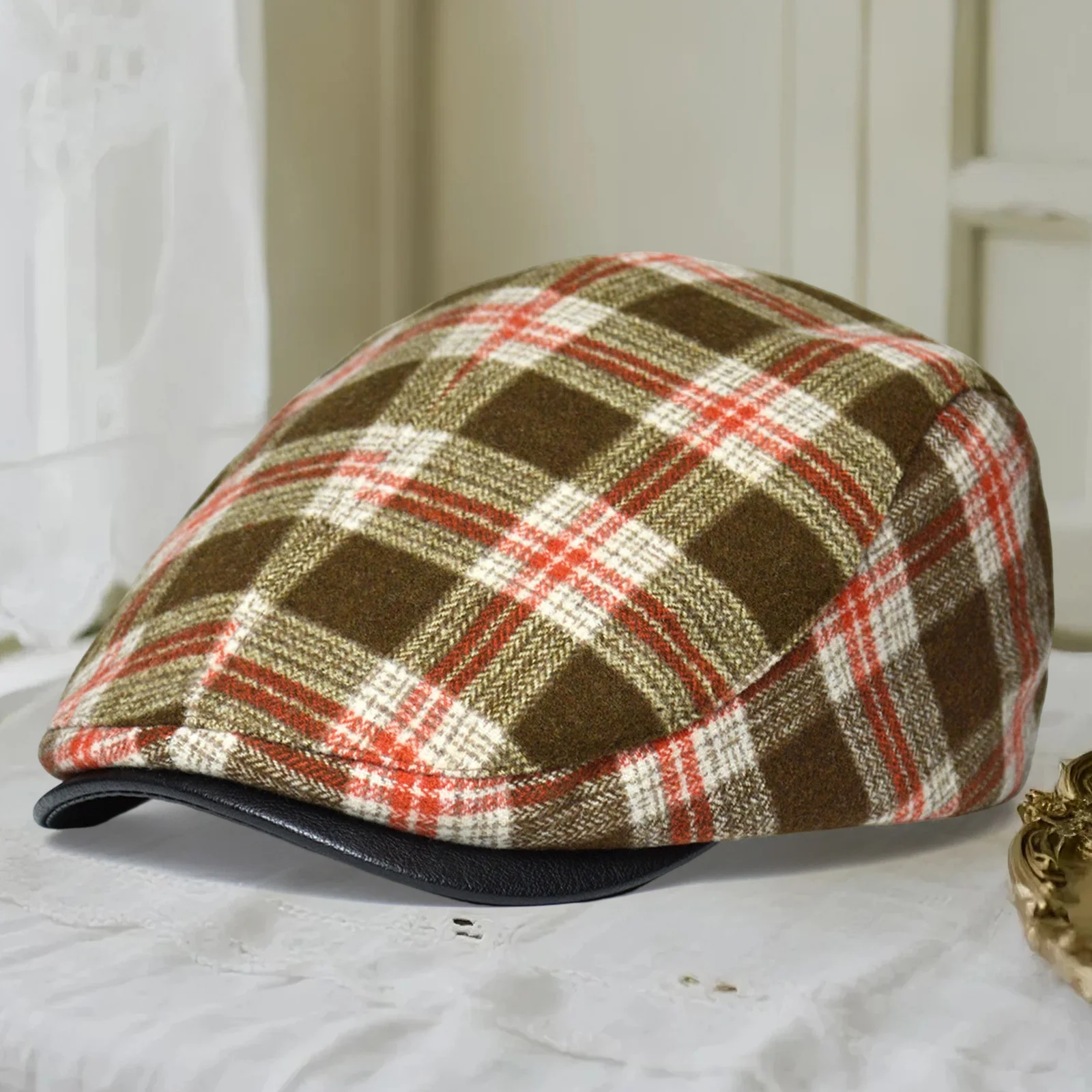 الرجعية النساء الرجال موزع الصحف قبعة مسطحة منقوشة بطة اللسان قبعة الفنان الرسام القبعات للسفر والتسوق والحفلات #3