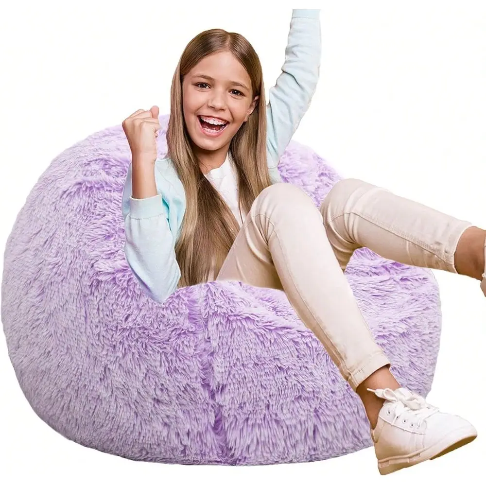 

Bean Bag Chair For , 2.5FT Round Memory Foam Filled Bean Bag For Teens , Ultra Soft Faux Fur Fabric Bean Bag Chairs For Playroo