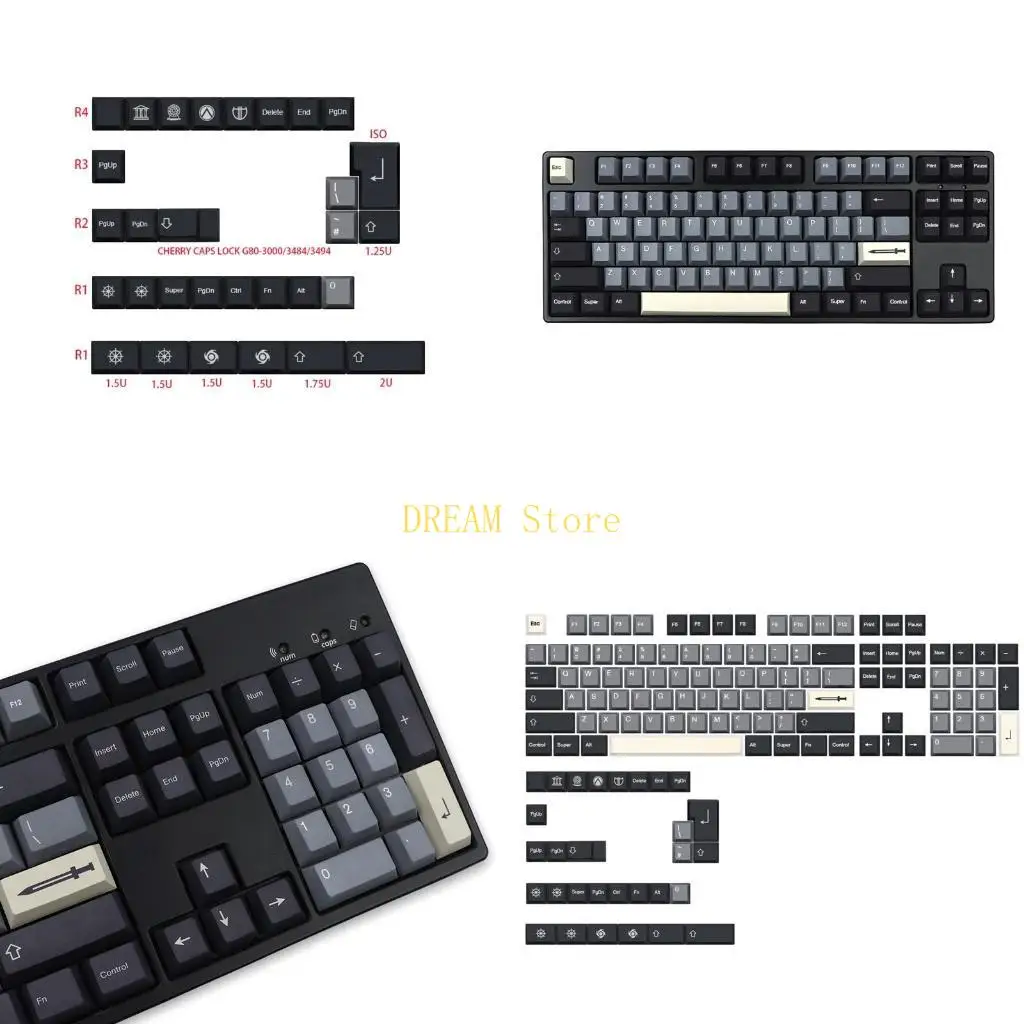 134Keys Full Set Customized PBT Dye Subbed Keycap Cherry Profile Sword for Key Best Sale