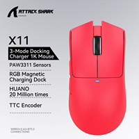 Attack Shark X11 Wireless Mouse , PAW3311 22000DPI 400IPS 3-Mode Connection 2.4GHz/Bluetooth RGB  PC Gaming Mouse