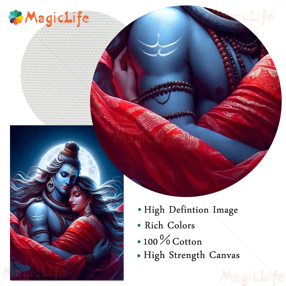 Indian Religion Lord Shiva Parvati Hinduism Posters Wall Pictures For Living Room Poster Wall Art Canvas Painting Unframed