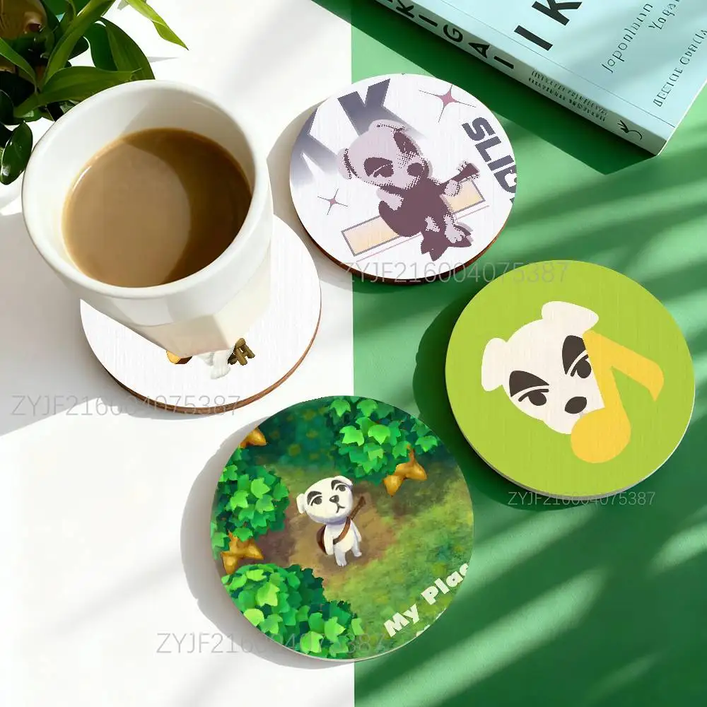 

C-Crossing Animals K.K Slider Round Wooden For Cute Design Suitable for Drinks Tea,Coffee Home Perfect Gift Holidays Coasters