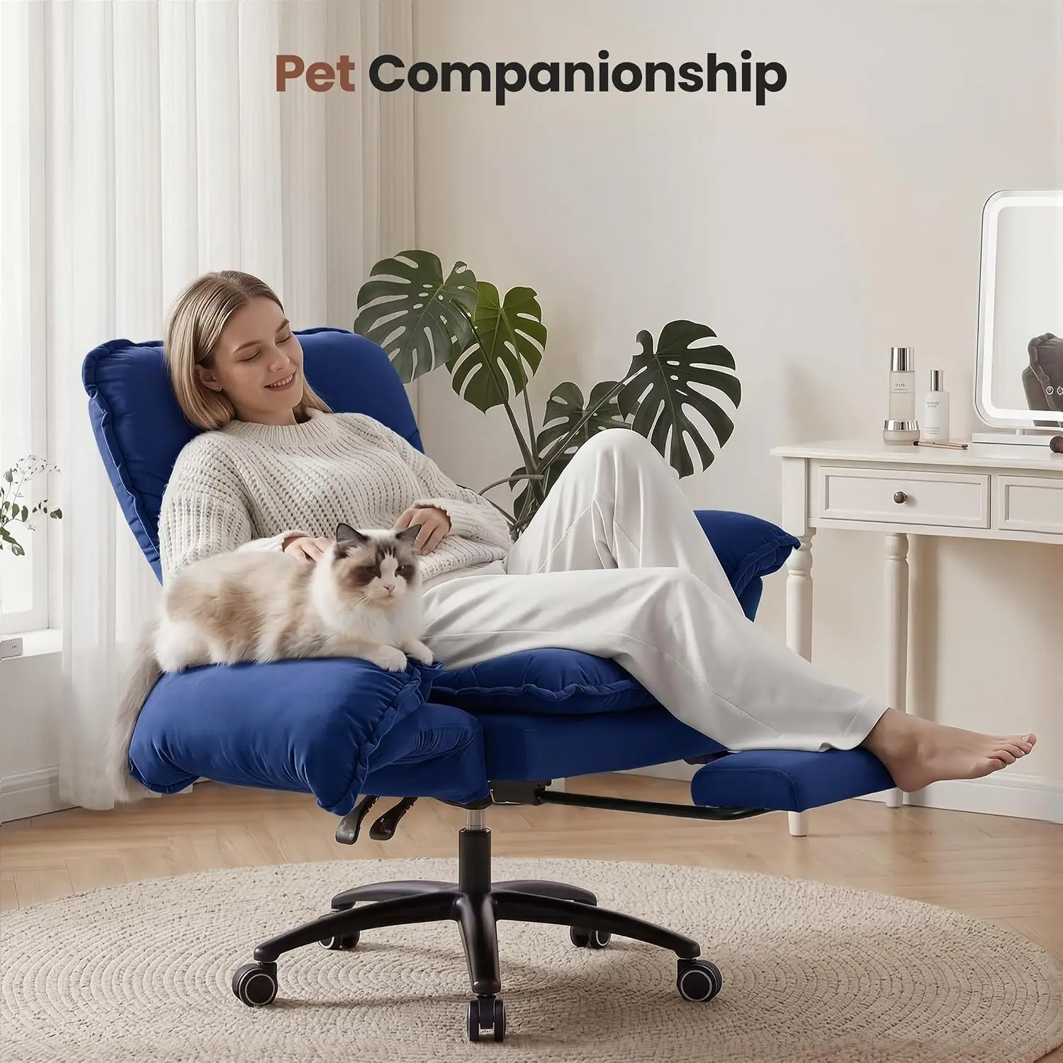 Ergonomic Office Chair with Flip Arms & Criss Cross Legs, Blue, Customized