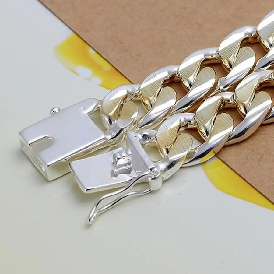 Silver color exquisite 10mm chain men women Chain noble wedding  bracelet fashion charm wedding cute birthday gift
