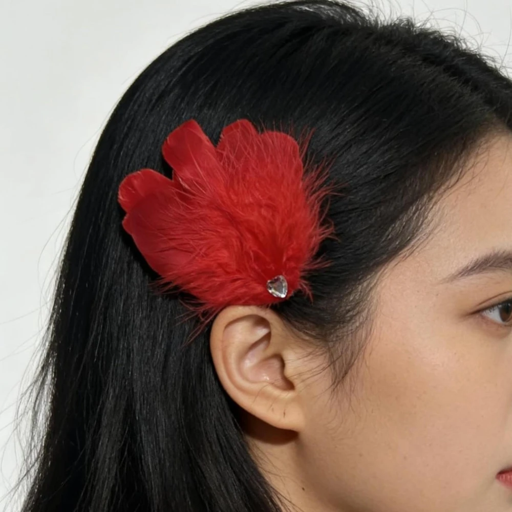 

New Fashion Feather Hair Clip Duckbill Clip Fresh Sweet Pearl Hairpin for Women Girls Wedding Party Headwear Hair Accessories