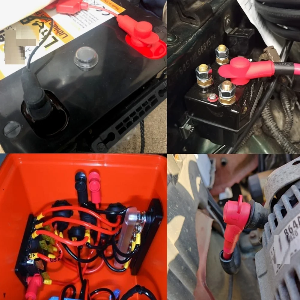 10/6 PCS Positive Negative Battery Terminal Covers Car Battery Insulation Protective Cable Lug Protector Caps Silicone Rubber