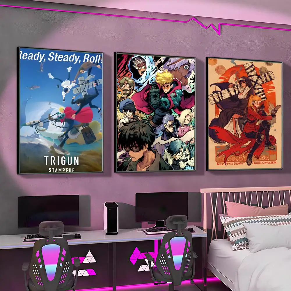 Japanese Anime T-Trigun Stampede Poster Versatile HD Waterproof Wall Art Self-Adhesive Decor for Any Space Ideal Gift