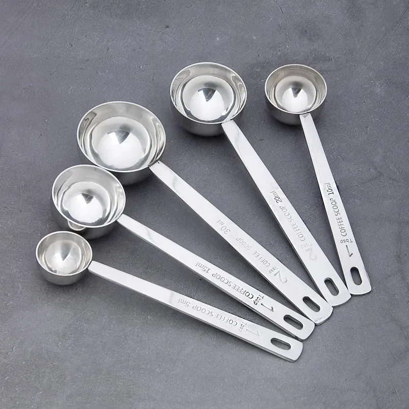 304 Stainless Steel Measuring Spoons Set 5PCS 5ml-30ml for Cooking Baking, Food Grade, Easy to Clean, Rust Resistant