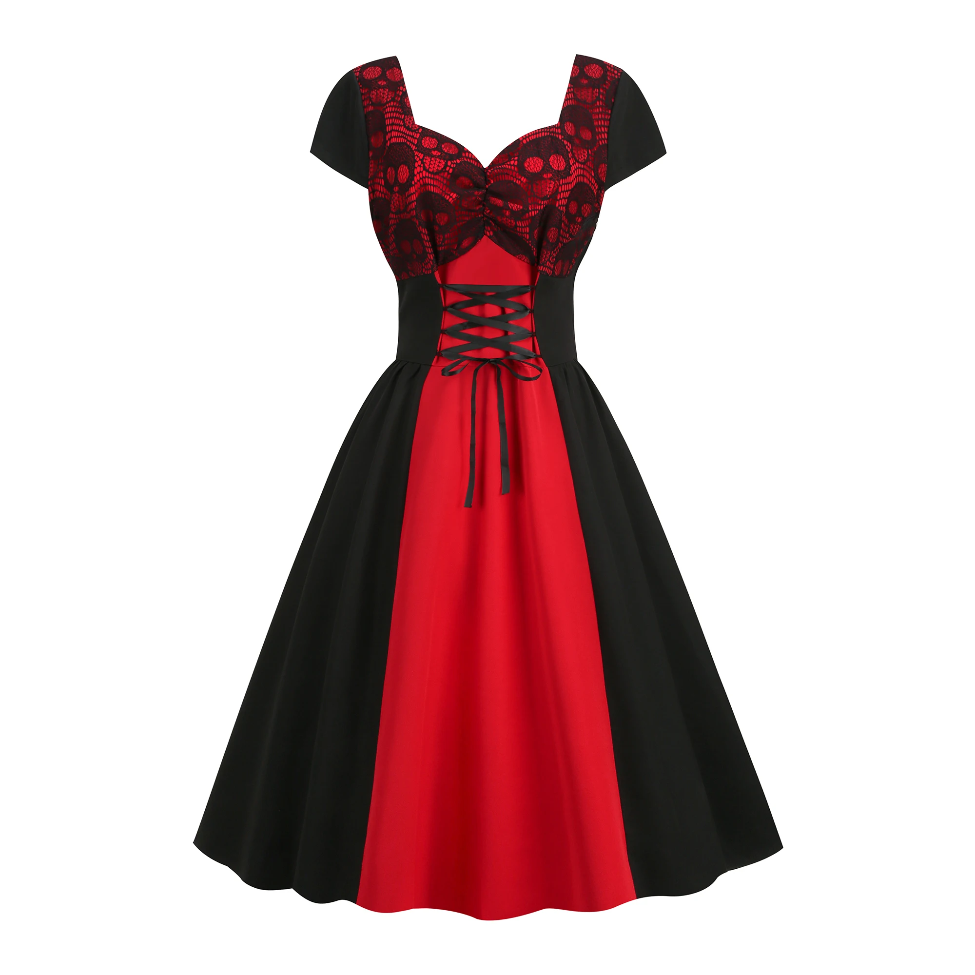 

Lady Slim dress Women Clothes Gothic Short Sleeve Square Collar Elegant Party Dresses