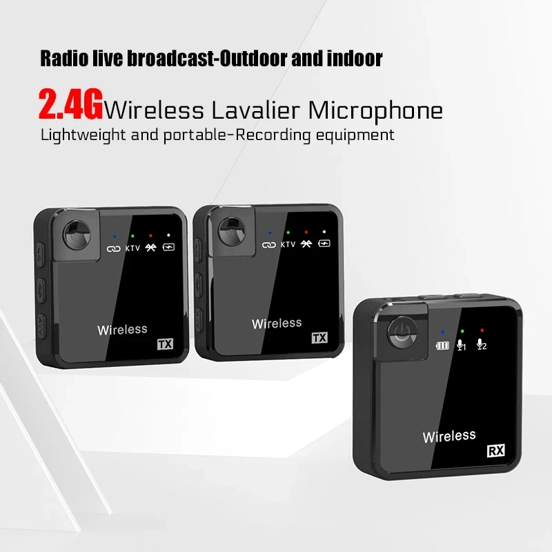 

Outdoor Noise Cancelling 2.4g Wireless Lavalier Microphone Portable In Dual Channel Recording Shooting Video Radio Interview