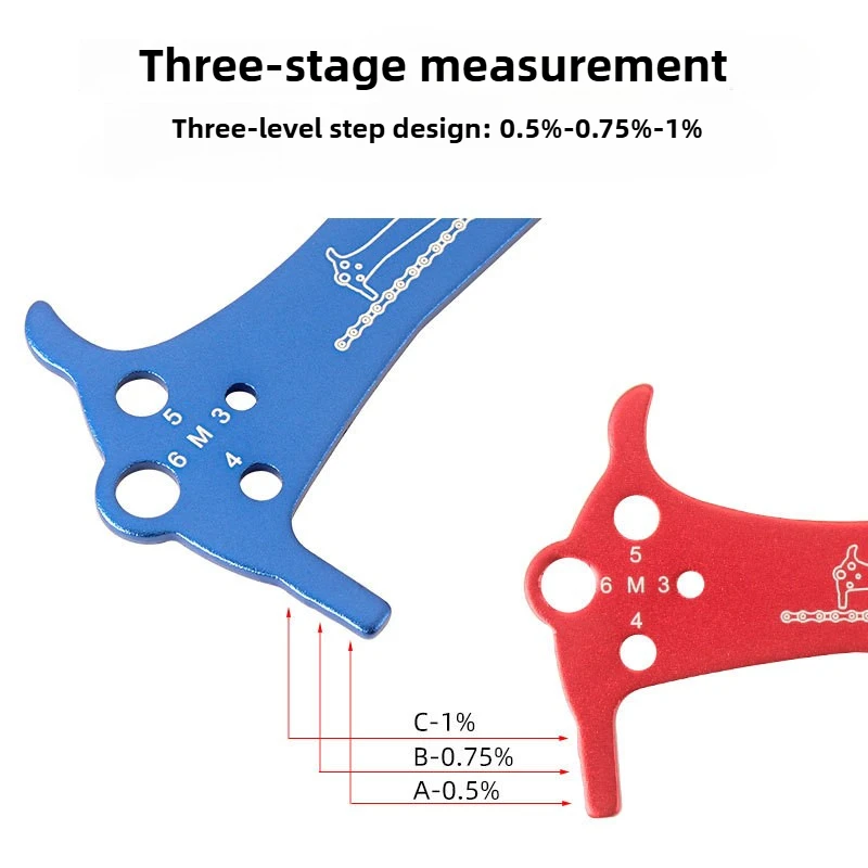 Bicycle Chain Wear Indicator Ruler Repair Tool Stainless Steel Mountain Road Bike Chain Gauge Measurement Checker Screw Diameter image 2