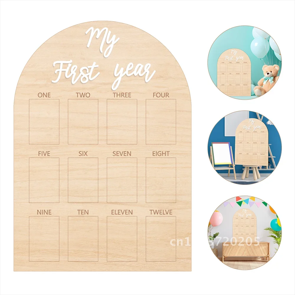 One Year Birthday Wooden Photo Board My First Year Milestone Photo Board 12 Monthly Picture Frame Baby First year Wood Sign