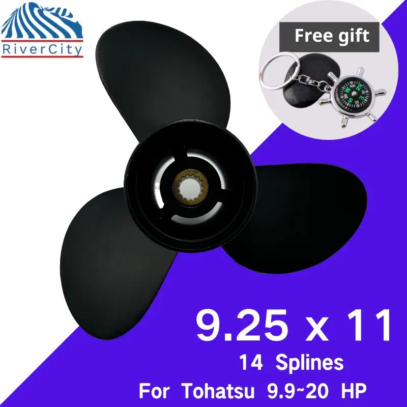 

Outboard Propeller For Tohatsu Nissan 9.9HP 12HP 15HP 18HP 20HP 9.25x11Boat Aluminum Alloy Screw 3 Blade 14 Spline Marine Engine