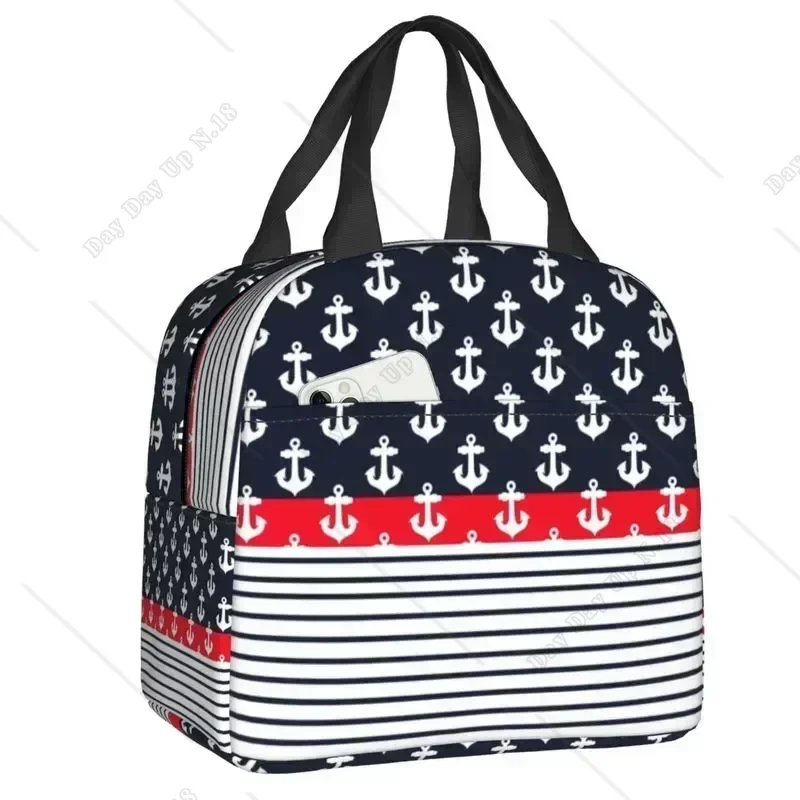 

Anchor Thermal Insulated Lunch Bag Nautical Sailor Sea Style Resuable Container Outdoor Picnic Storage Food Box