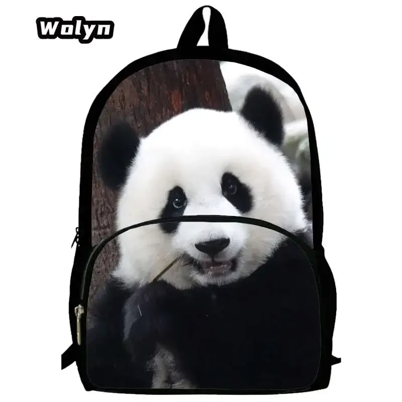 Mochila Panda Pattern School Backpack,School Bags for Boys Girls Large Capacity Animal Image Children Backpack for Grade 1-4