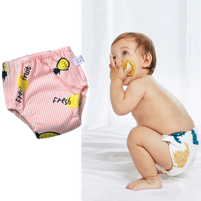 8 Camadas Baby Potty Toilet Training Pants Fraldas de algodão macio calcinha com TPU impermeável camada reutilizável fraldas capa