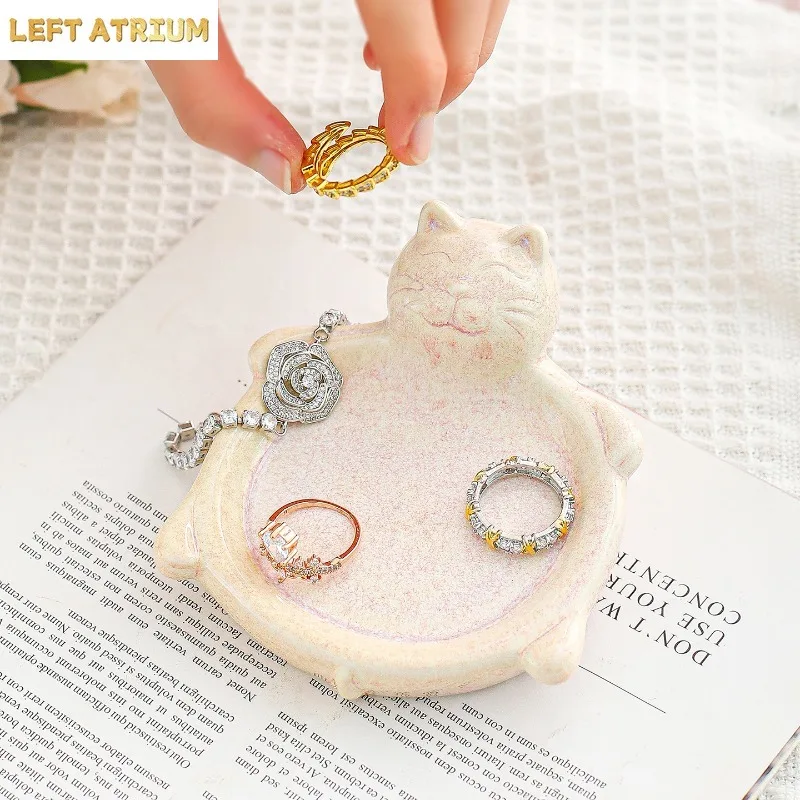 Ceramic Jewelry Tray Cat Shaped Decorative Plate Ornament Storage Tray Display Tray Decoration Crafts Display Stand Crafts
