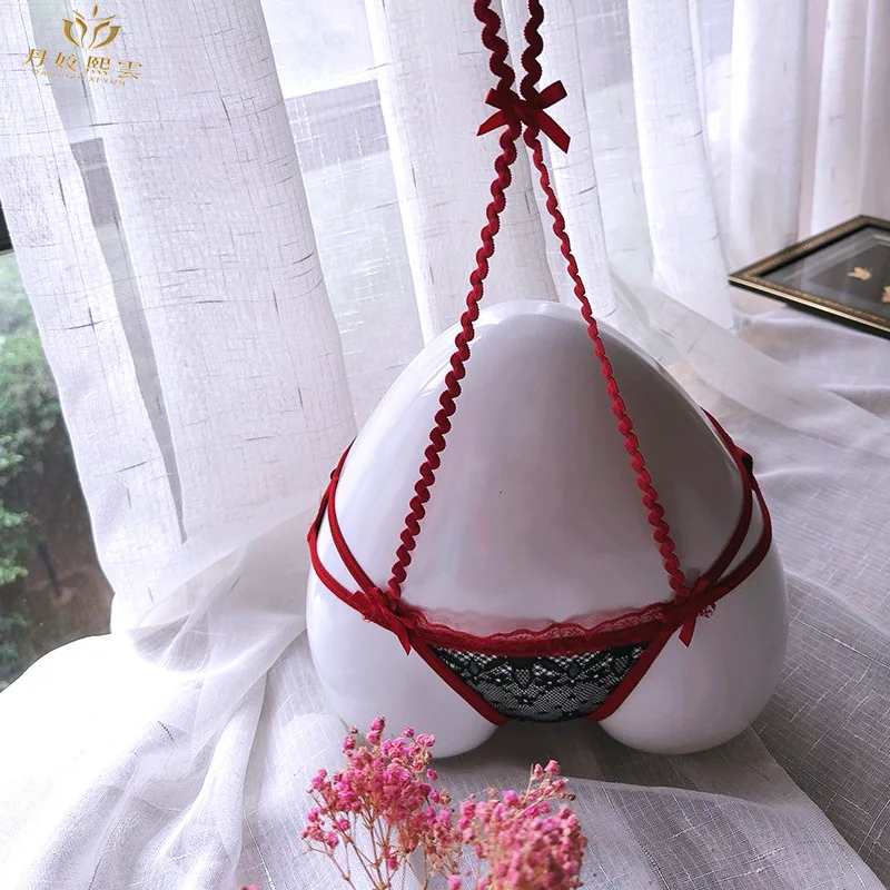 Bragas de cuello para mujer, bragas de tanga sexy, vientre de encaje encantador y colorido, luxúria pura francesa, tentación sexy, cintura baja hueca