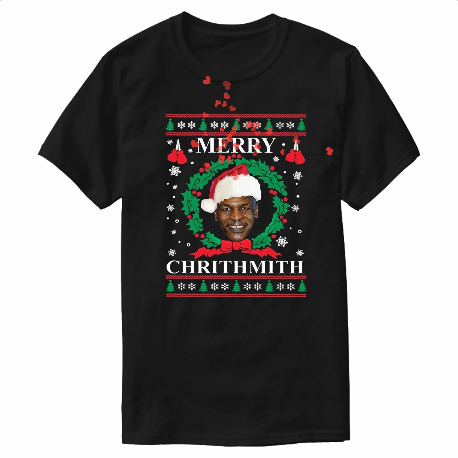 Mike Tyson Merry Chrithmith Christmas Hat Xmas Gift T-Shirt New 100% Cotton O-Neck Short Sleeve Casual Mens T-shirt Size S-3XL