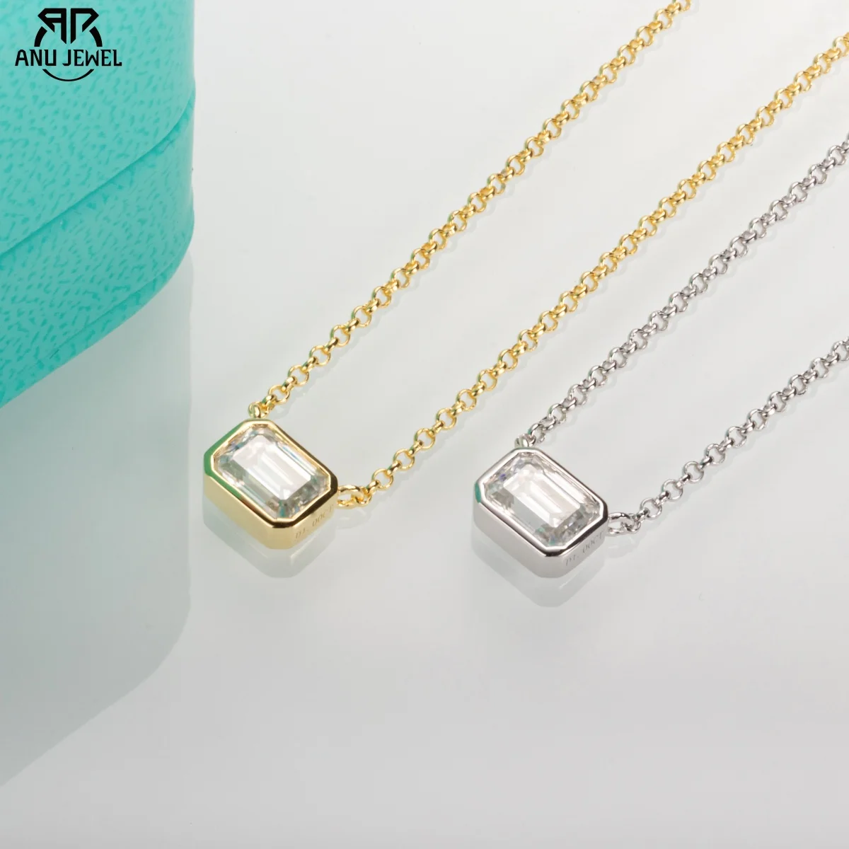 

AnuJewel 1ct D Color Emerald Cut Moissanite Pendant Necklace 925 Sterling Silver Necklaces For Women Gifts Wholesale