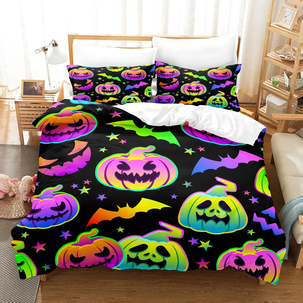 Happy Halloween Bedding Set Pumpkin Ghost 3D Digital Printing (No Core) Suitable for Bedroom Duvet Cover Set Halloween Decor