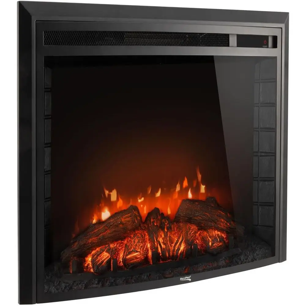 

Электрический камин 26 дюймов, 1500 Вт, 3 варианта цвета LED-подсветки, изогнутое стекло, пульт ДУ и встраиваемое крепление