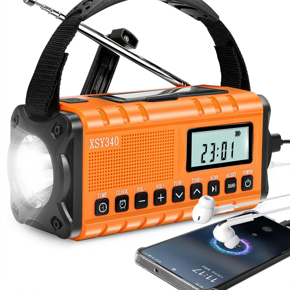 10000mAh Emergency Radio AM/FM/NOAA Solar Hand Crank Dynamo Radio Flashlight SOS Alarm Power Bank Radio De Emergencia Y Linterna