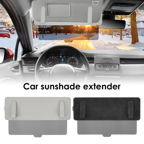 Car Sun Visor Extender Adjustable Universal Sun Blocker with Zipper Pocket and Side Opening Design Automotive Interior Accessory